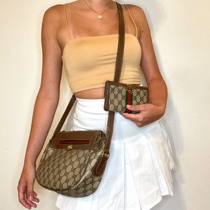 Vintage Gucci monogram crossbody wallet set